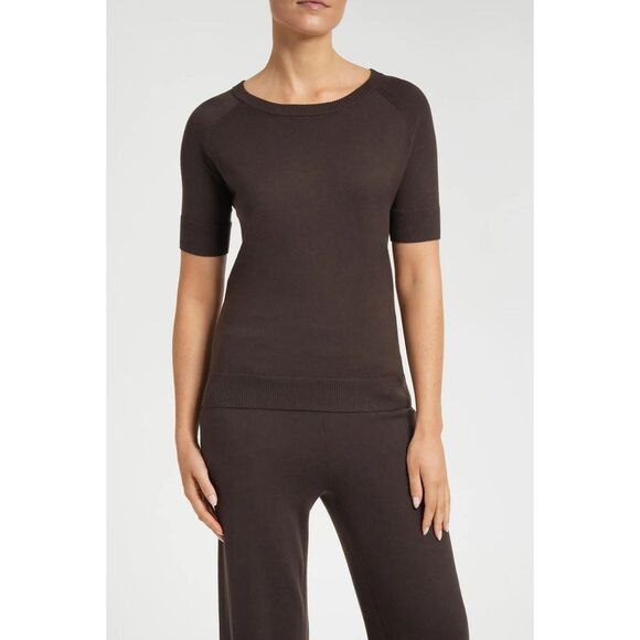 Women's lightweight easy care stretch Eliza Sweater Brown size L - Picture 1 of 6